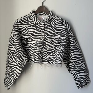 Sunset & Spring Zebra print cropped denim jacketet